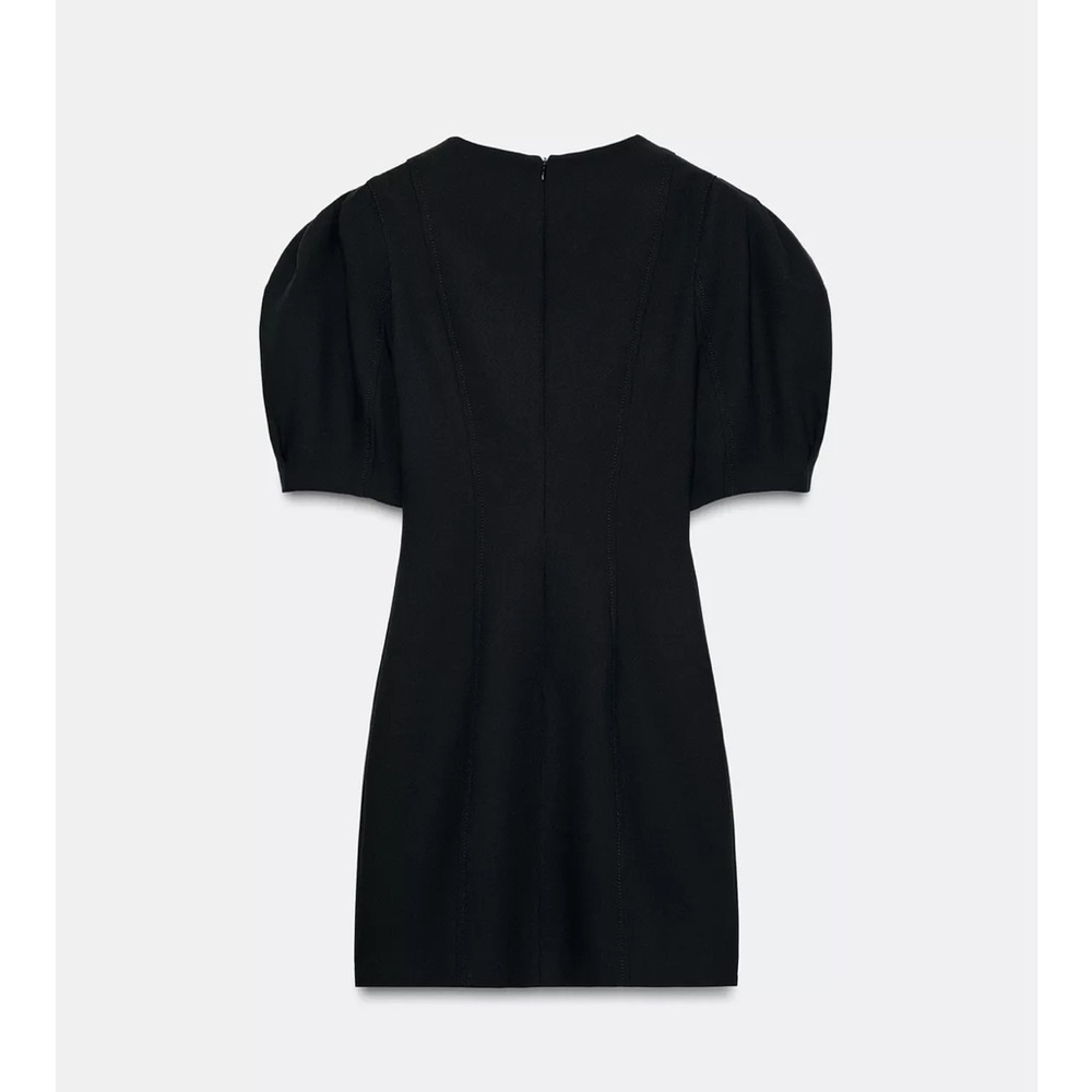 Zara NWT black balloon puff sleeve mini dress - Picture 8 of 14
